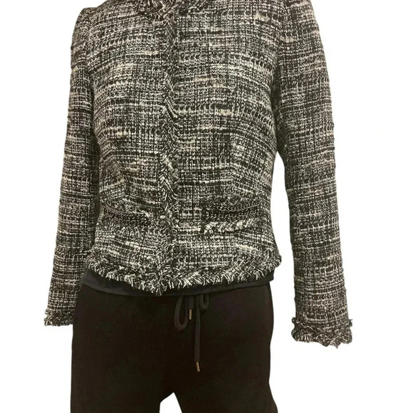 J Crew Womens Black
Textured Embellished Fringe
Beaded Long Sleeve Jacket - Picture 3 of 13